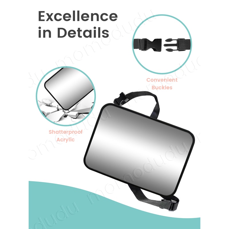 Shatterproof Car Mirrors for Baby Car Seat, Adjustable Rear-Facing Mirror, Easy Installation for Toddler, Headrest