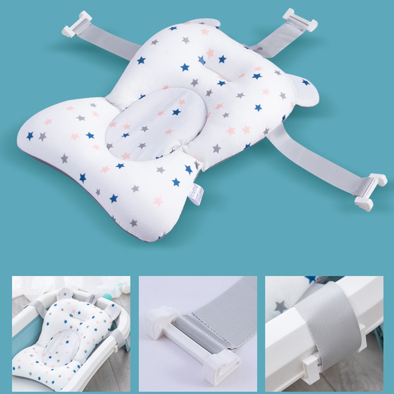 Foldable Baby Bath Seat Mat Anti-Slip Infant Cushion Newborn Bath Tub Pad Soft Comfort Support Chair Bathtub Pillow