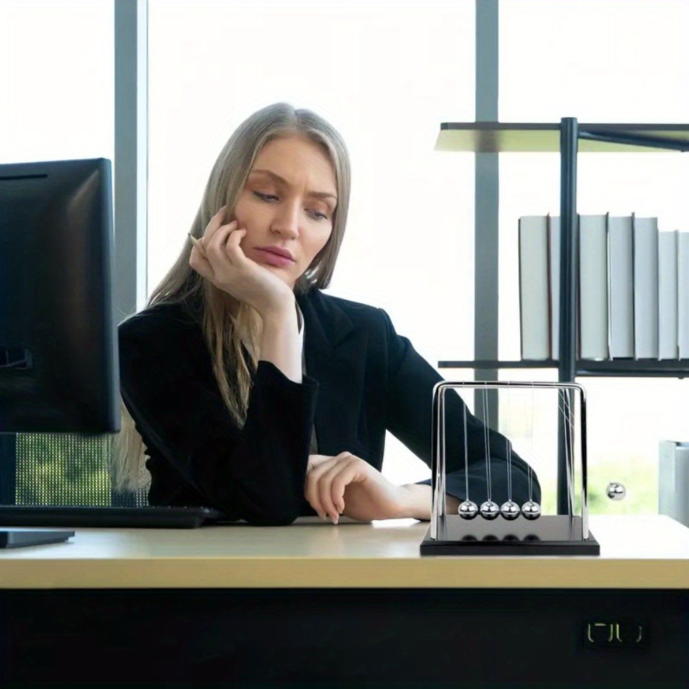 Newton Balance Pendulum Ball Physical Science Toy Energy Conservation Law Desktop Decoration For Of 4