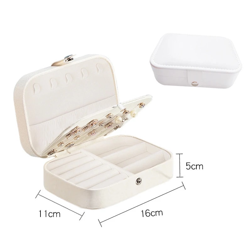 Leather Travel Jewelry Case Portable Jewelry Box Organizer Zipper Storage Jewelry Display Case 5