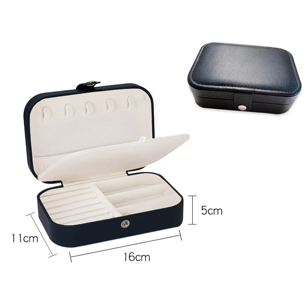 Leather Travel Jewelry Case Portable Jewelry Box Organizer Zipper Storage Jewelry Display Case 6