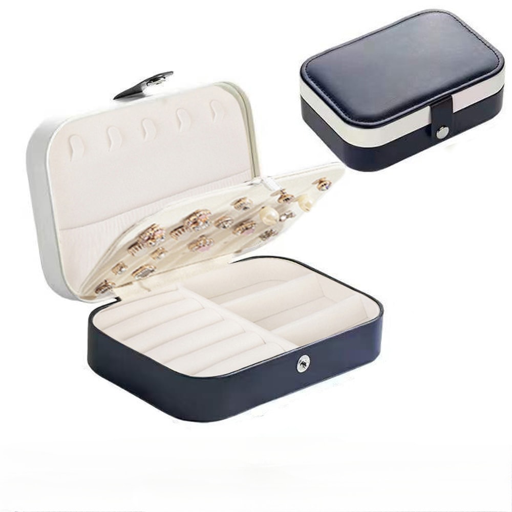 Leather Travel Jewelry Case Portable Jewelry Box Organizer Zipper Storage Jewelry Display Case 10