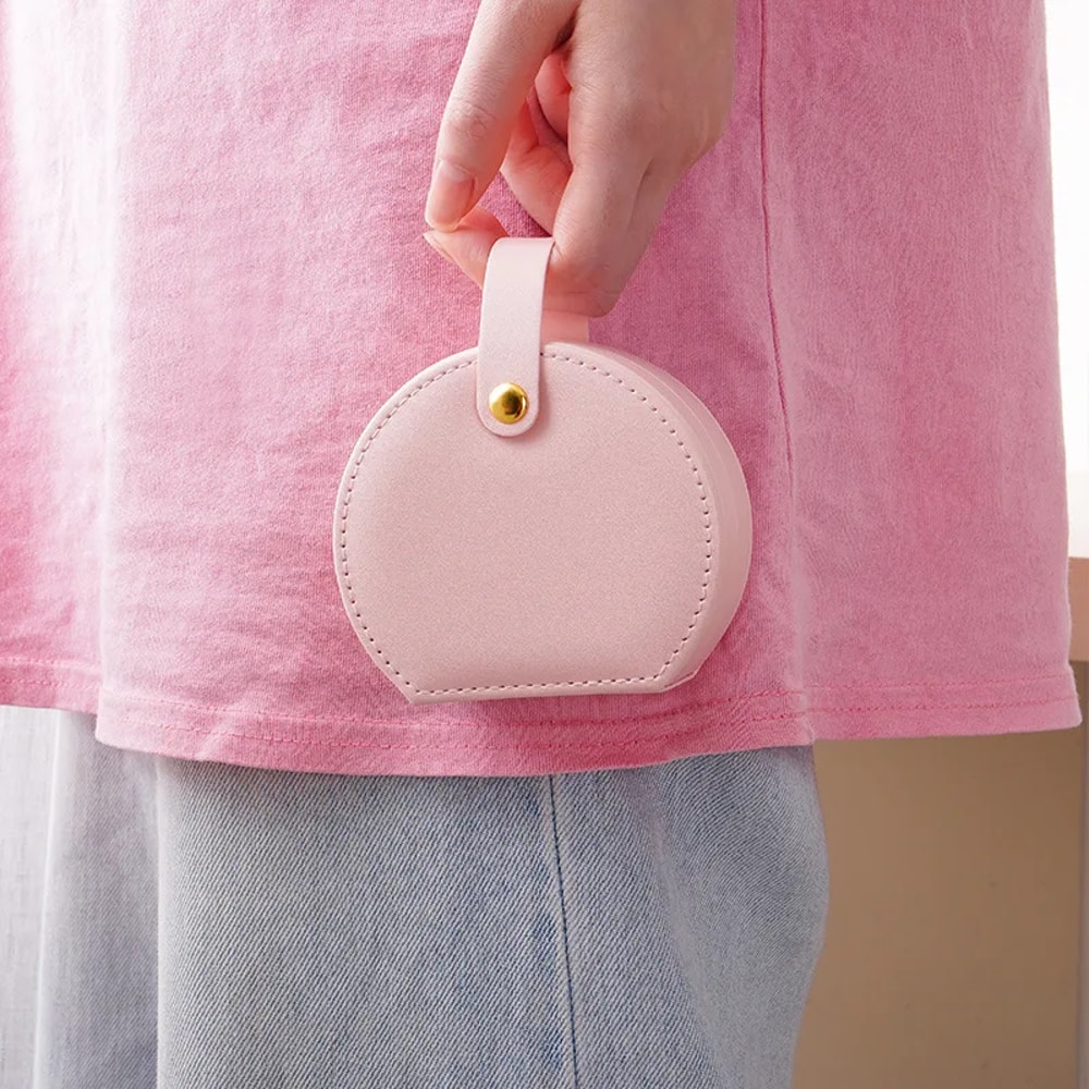 Portable Jewelry Organizer Leather Travel Case Mini Jewelry Box for Rings Earrings Necklace Storage Display Handbag
