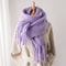 Soft Cashmere Winter Scarf For Women Solid Blanket Pashmina Thick Tassel Wrap 10
