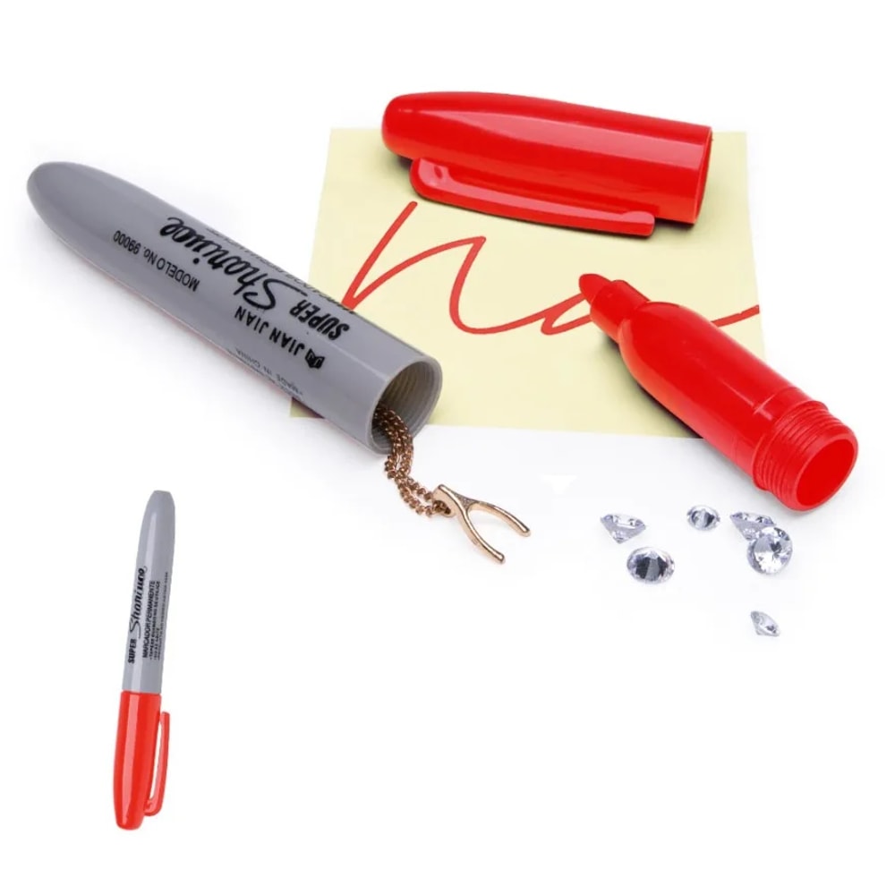 Diversion Safe Creative Fake Red Black Marker Pen For Hiding Necklace Money Small Valuables Home Of 5