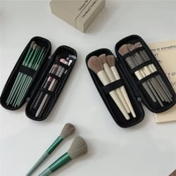 waterproof black cosmetic storage bags double zipper makeup brushes case portable travel women bag brush holder pen case