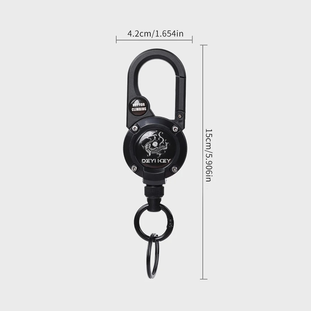 Retractable Keychain With Steel Wire Rope And Carabiner Outdoor Sporty Keychain With AntiTheft Meta 3