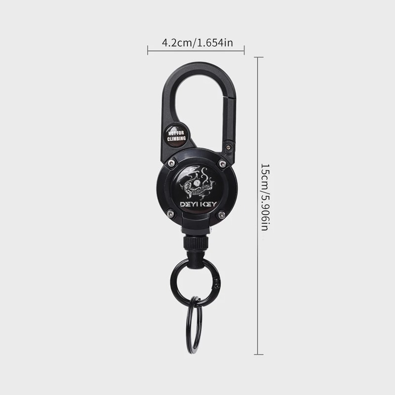 Retractable Keychain With Steel Wire Rope And Carabiner Outdoor Sporty Keychain With AntiTheft Meta 3