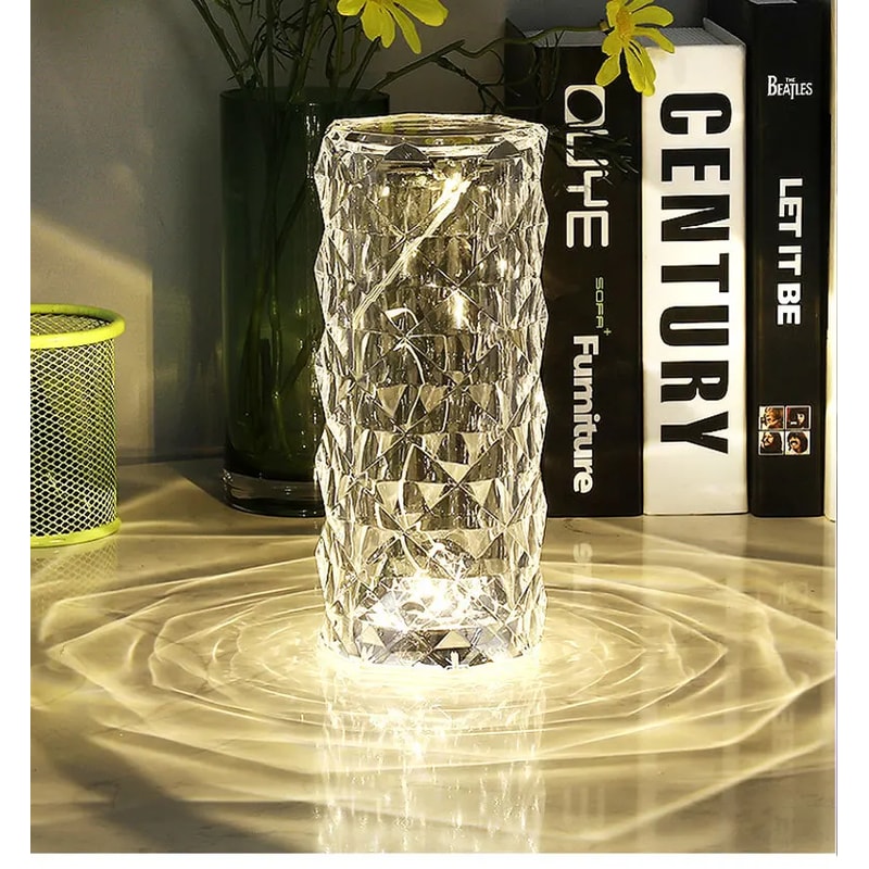 Rechargeable Crystal Diamond Table Lamp Acrylic Bedroom Bedside Touch Creative Night Lights Rose De 2