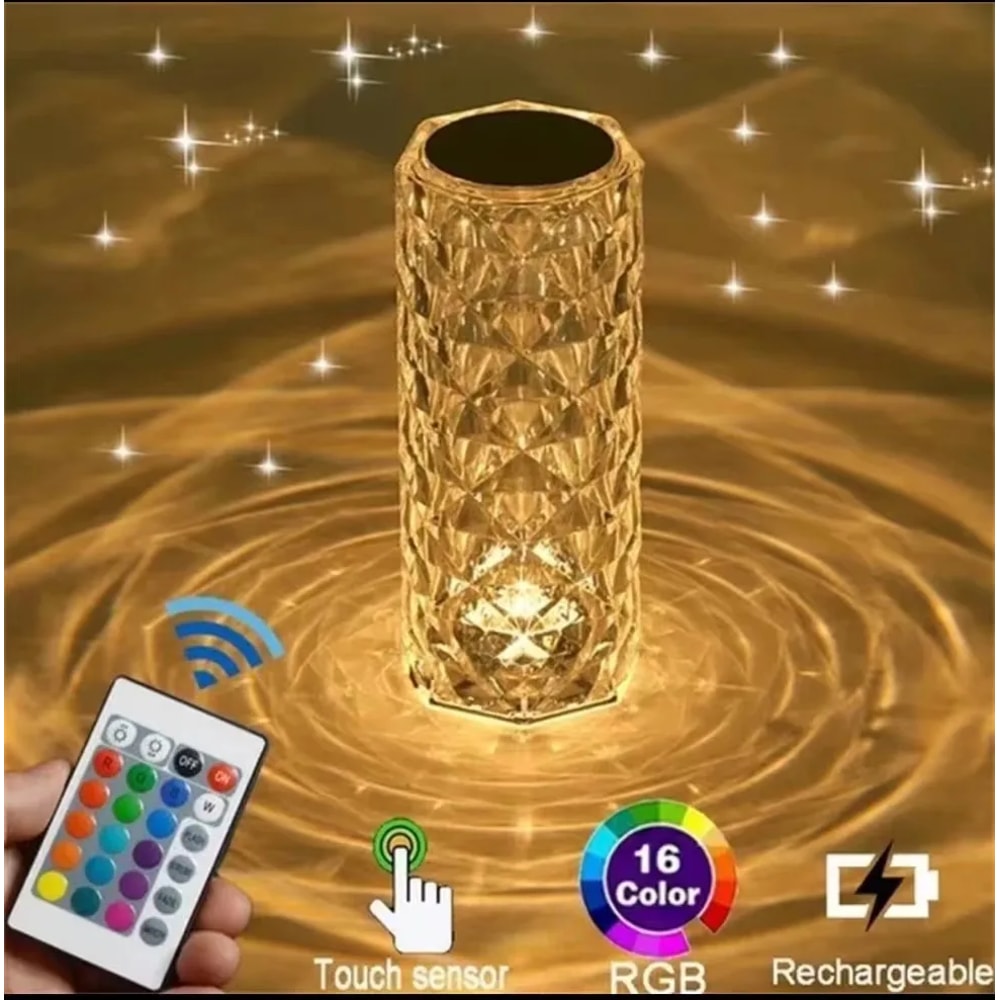Rechargeable Crystal Diamond Table Lamp Acrylic Bedroom Bedside Touch Creative Night Lights Rose De 0
