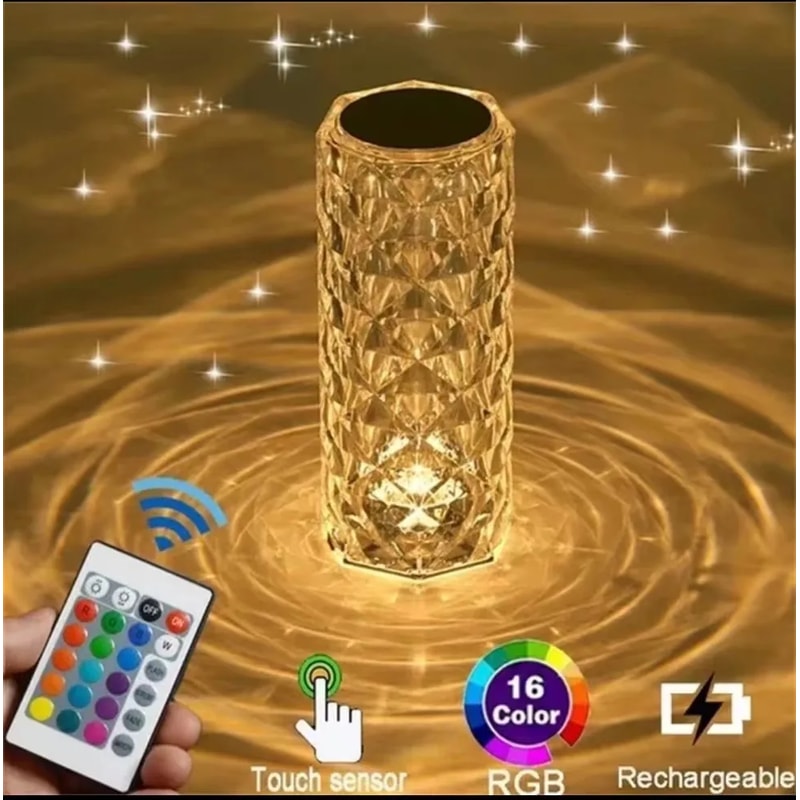 Rechargeable Crystal Diamond Table Lamp Acrylic Bedroom Bedside Touch Creative Night Lights Rose De 0