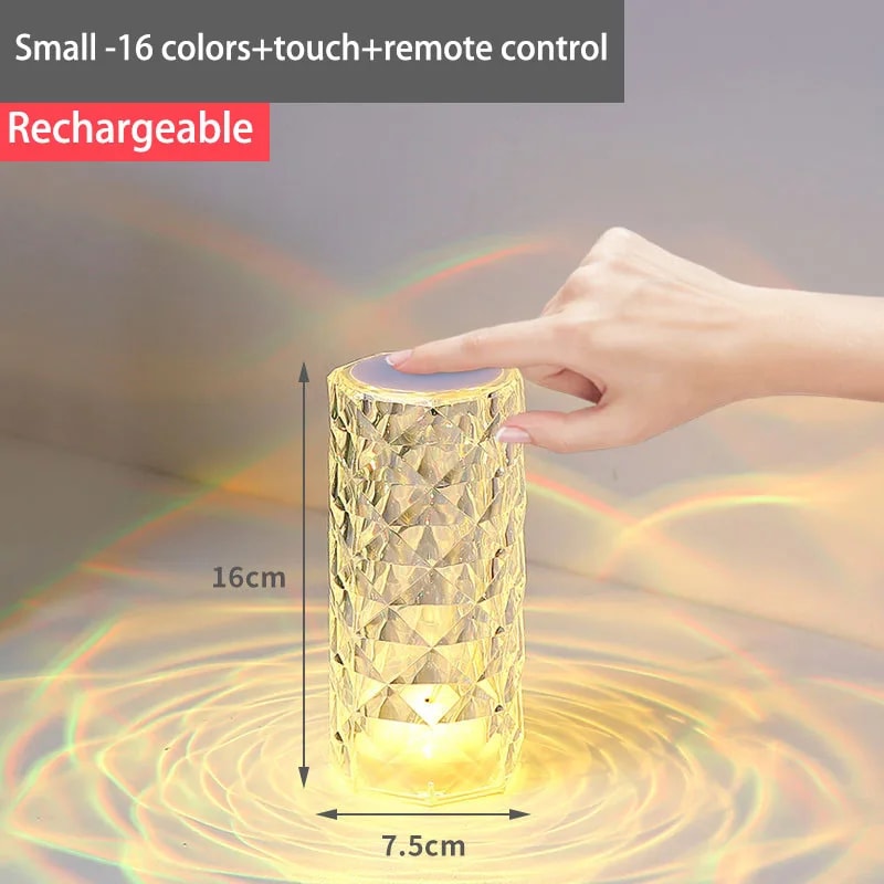 Rechargeable Crystal Diamond Table Lamp Acrylic Bedroom Bedside Touch Creative Night Lights Rose De 7