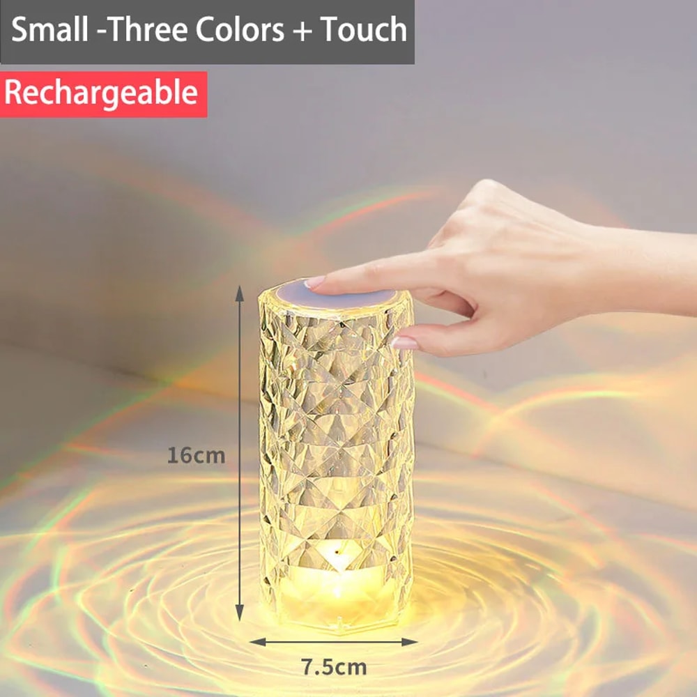 Rechargeable Crystal Diamond Table Lamp Acrylic Bedroom Bedside Touch Creative Night Lights Rose De 6