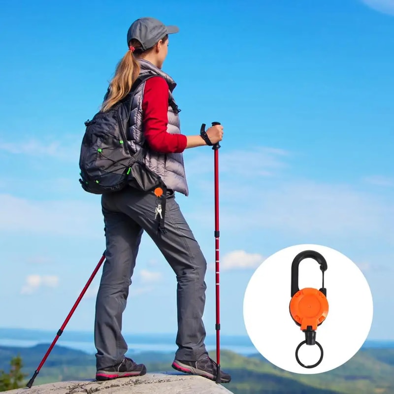 Portable Telescopic Keychain Clip Retractable Buckle Carabiner Badge Holder Anti Lost Keychain For 0