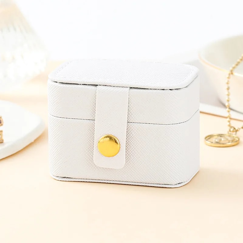 Small Jewelry Organizer Box Portable Mini Leather Gift Case For Ring Earring Necklace Storage 7