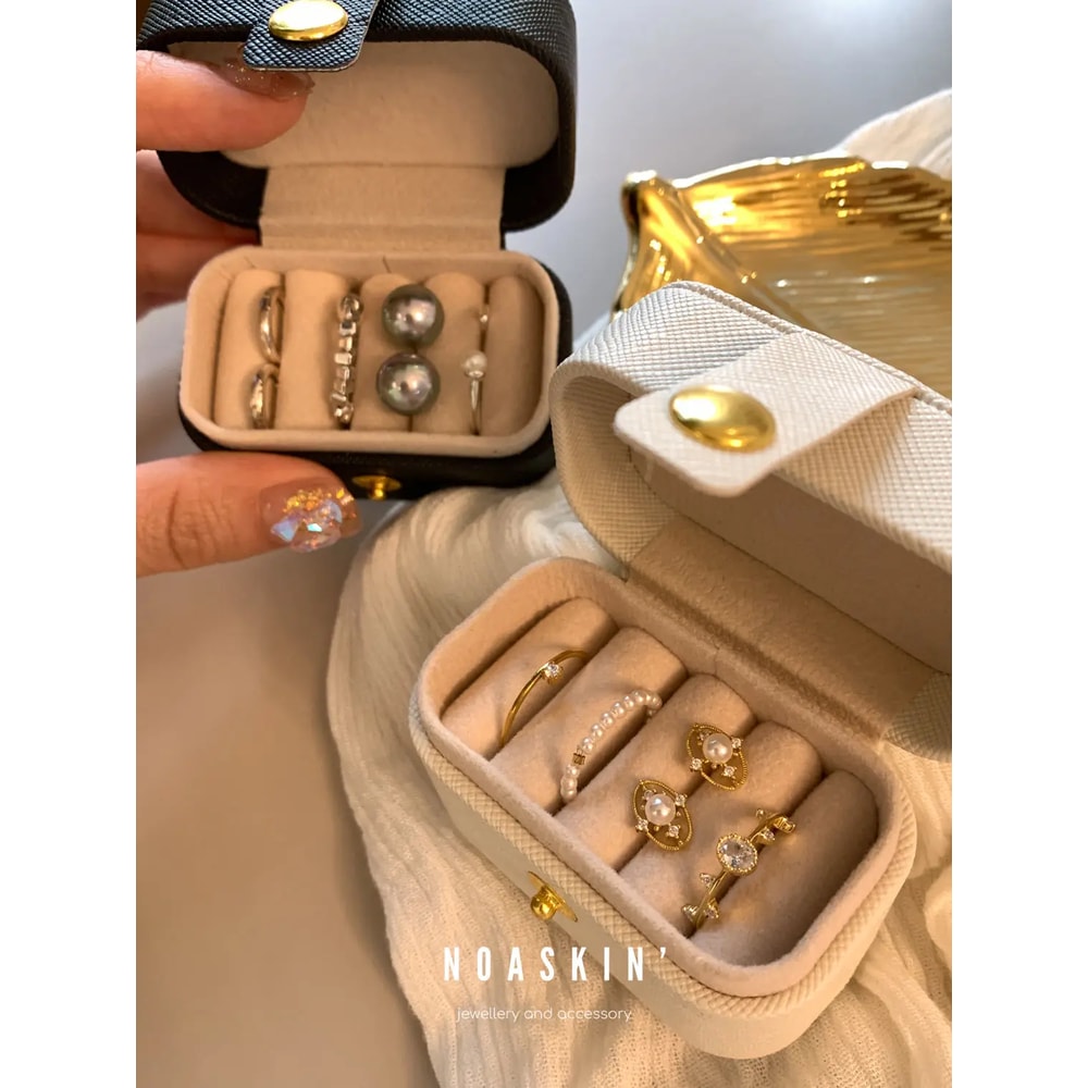 Small Jewelry Organizer Box Portable Mini Leather Gift Case For Ring Earring Necklace Storage 4