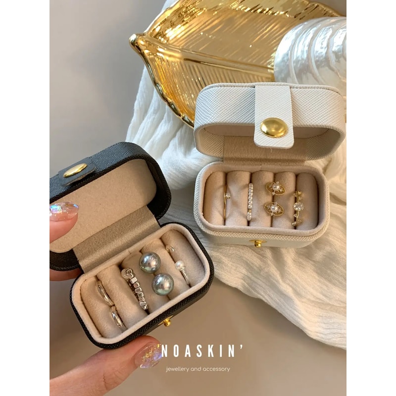 Small Jewelry Organizer Box Portable Mini Leather Gift Case For Ring Earring Necklace Storage 5