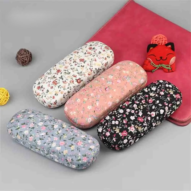 Printed Cloth Retro Floral Sunglasses Case Hard Eyewear Protector Women Optical Glasses Storage Cas 0