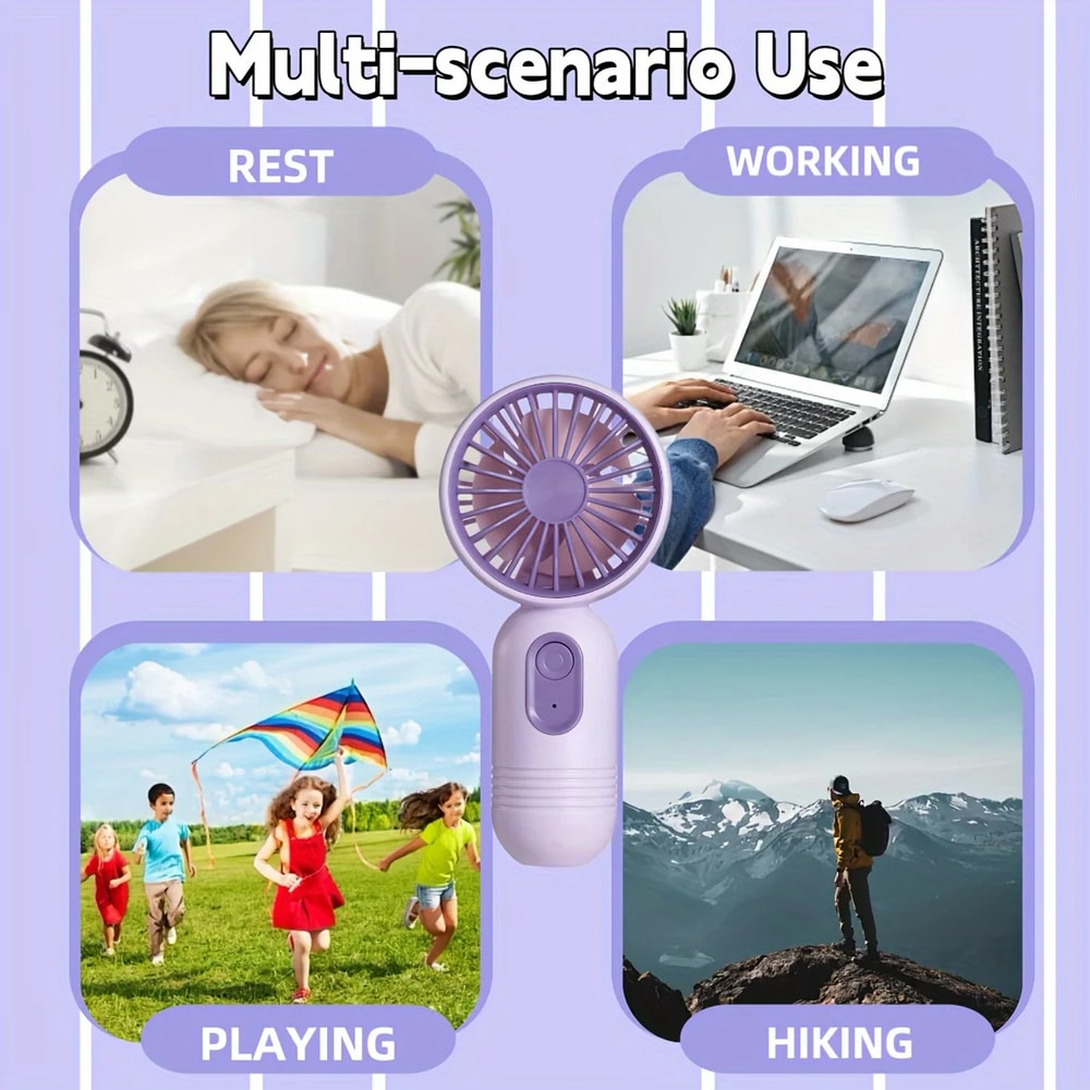 USB Mini Rechargeable Portable Fan with Speed Settings, Handheld Fan for Camping, Travel, Office