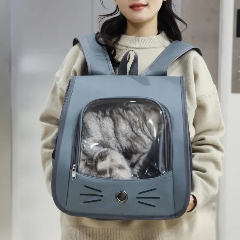 Cat Backpack Carrier Pet Cat Carrier Bag Portable Outdoor Breathable Transport Carrier For Small Do 2