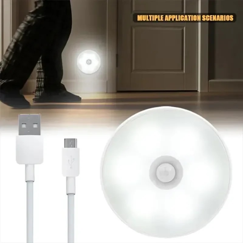 USB Rechargeable PIR Motion Sensor LED Night Light Wireless Night Lamp For Wardrobe Cabinet Stairs 5