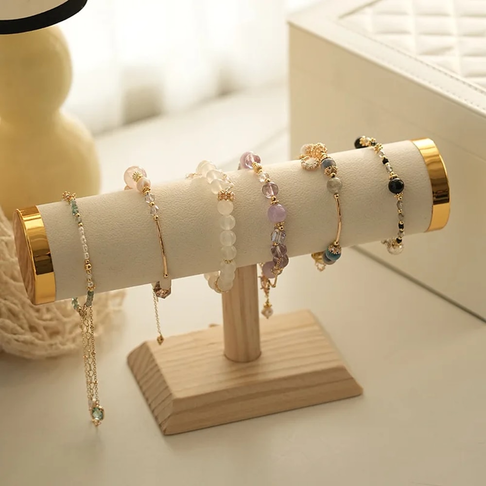 Jewelry Chain Hairband Watch Necklace Display Stand T Bar Bracelet Holder Rack Gold Style 1