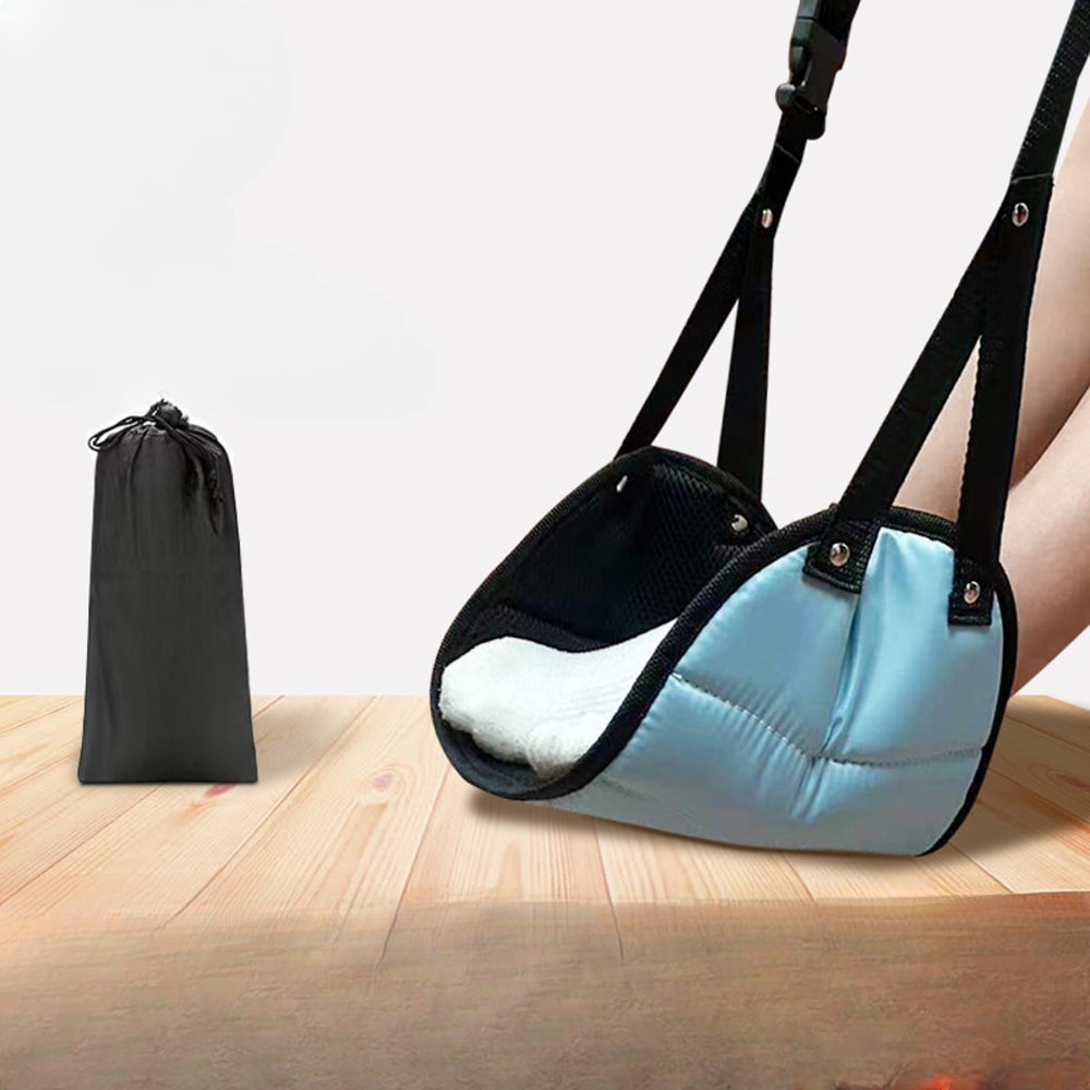 Premium Memory Foam Footrest Hammock Comfy Hanger Travel Airplane Foot Swing Chair 6