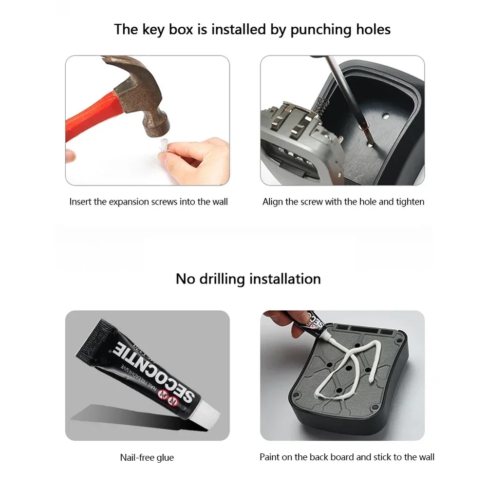 Wall Mounted Password Key Box Secure Durable Anti Theft Home Storage Management 4