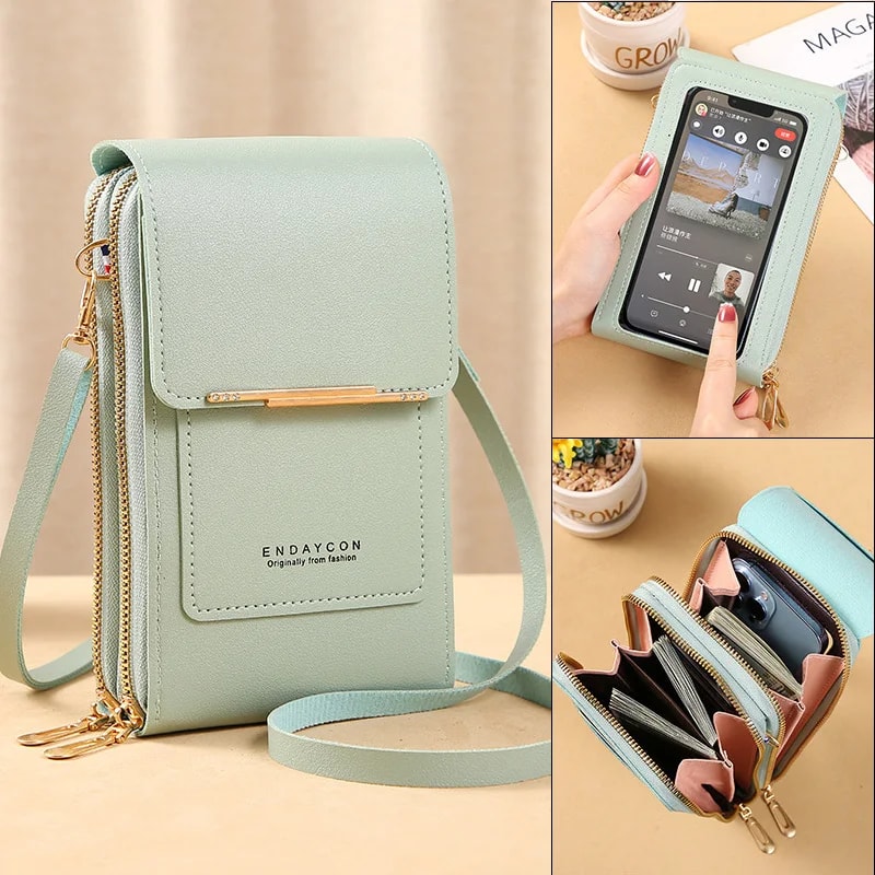Luxury Women Shoulder Bags Crossbody Purse With Soft Leather Strap Touch Screen Cell Phone Wallet 0