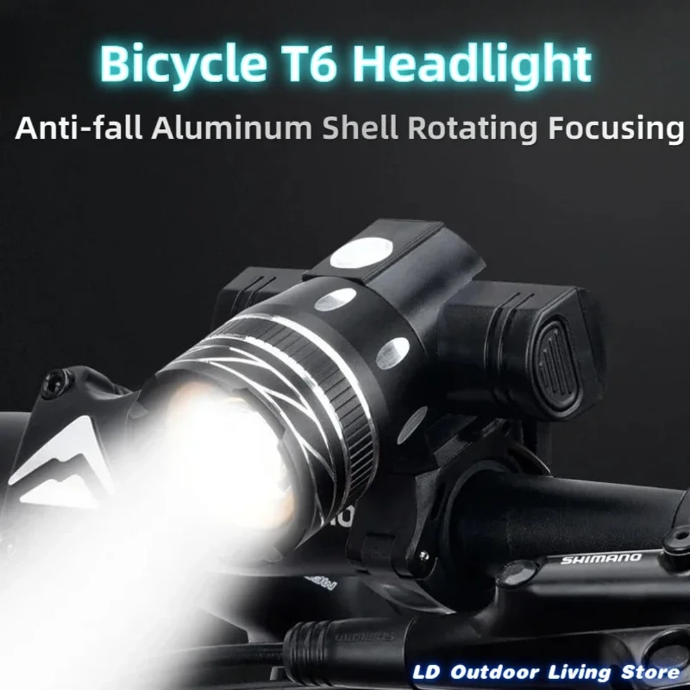 Bike Light Set LED, USB Rechargeable Flashlight, Waterproof Zoomable Headlight