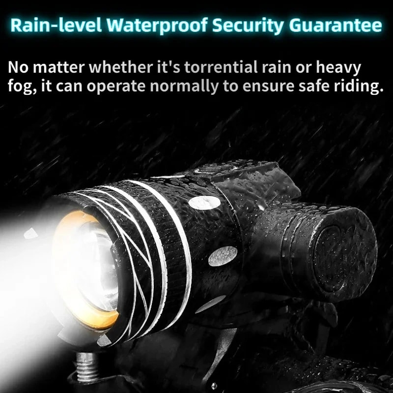 Bike Light Set LED, USB Rechargeable Flashlight, Waterproof Zoomable Headlight