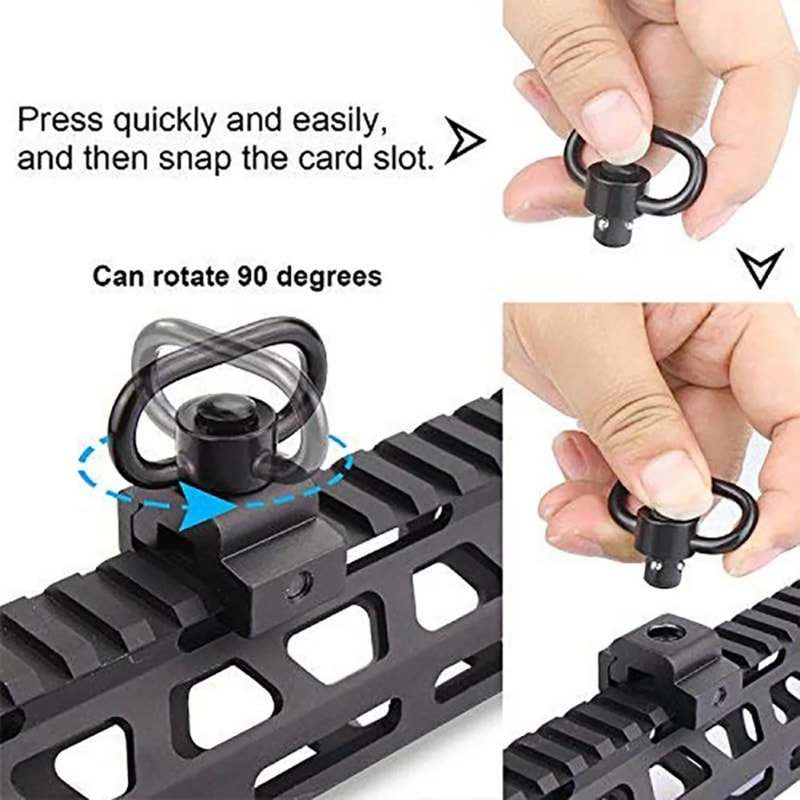 Heavy Duty QD Sling Swivel Mount Quick Detach Push Button Swivels Rotatable For Two Point Sling Eas 1
