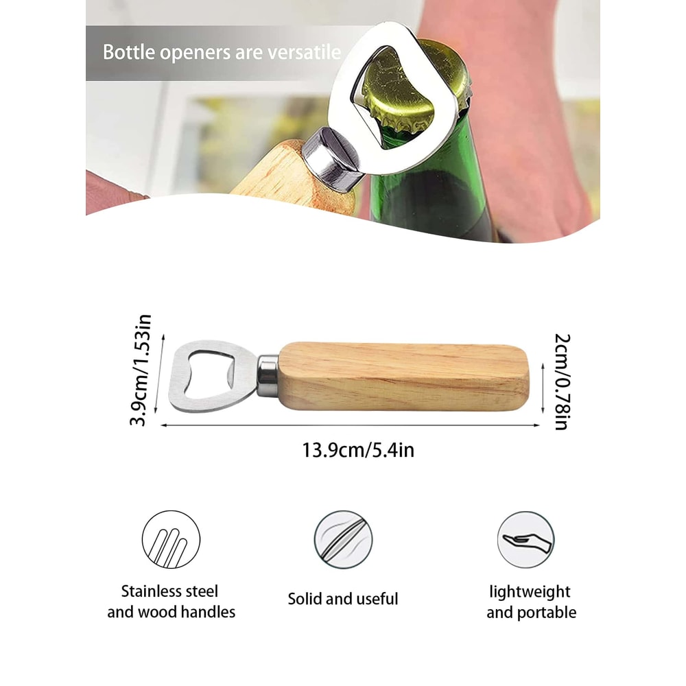 Bartender Bottle Openers With Wood Handle Beer Soft Drinks Bottle Opener For Home And Restaurant 5