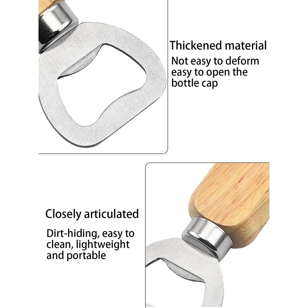 Bartender Bottle Openers With Wood Handle Beer Soft Drinks Bottle Opener For Home And Restaurant 4