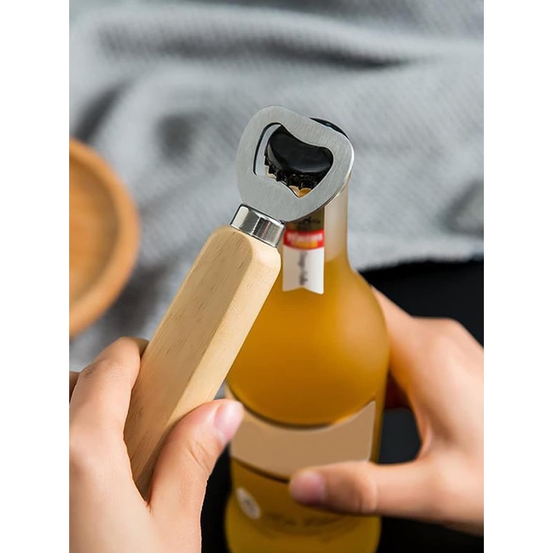 Bartender Bottle Openers With Wood Handle Beer Soft Drinks Bottle Opener For Home And Restaurant 2