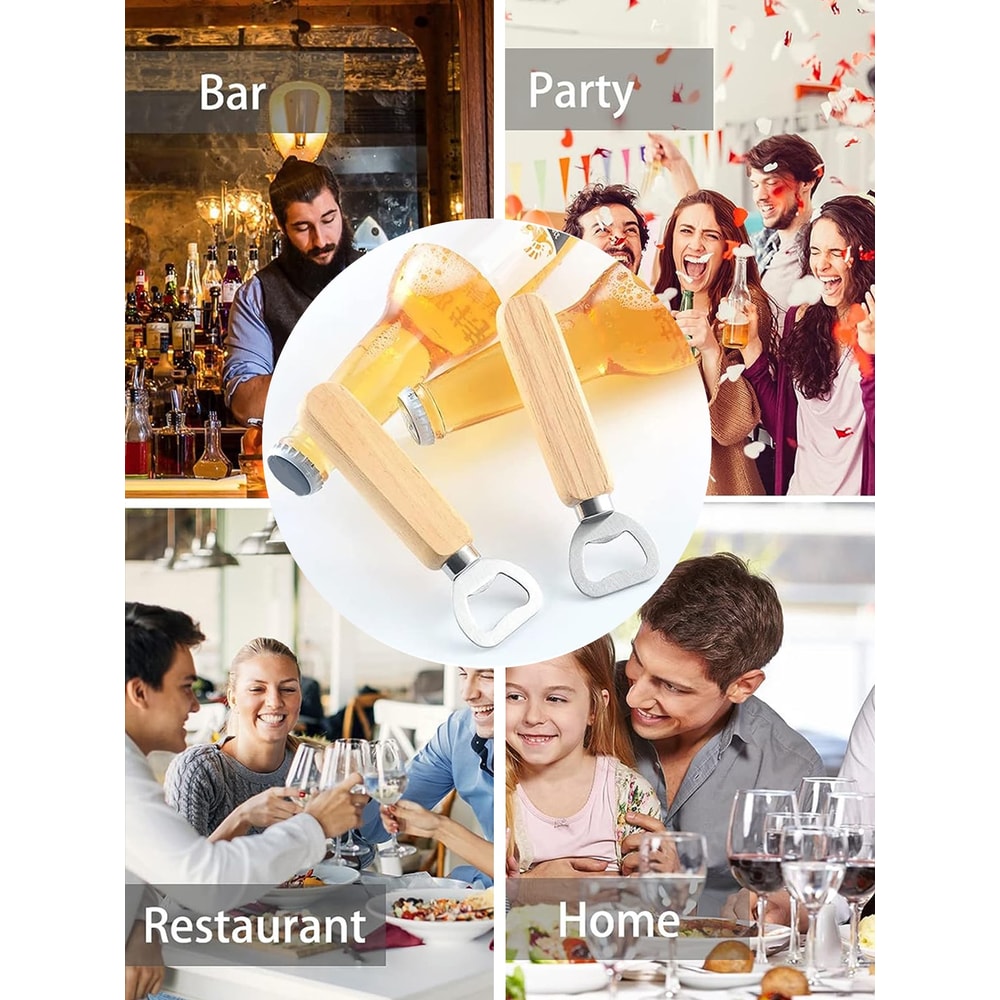 Bartender Bottle Openers With Wood Handle Beer Soft Drinks Bottle Opener For Home And Restaurant 3