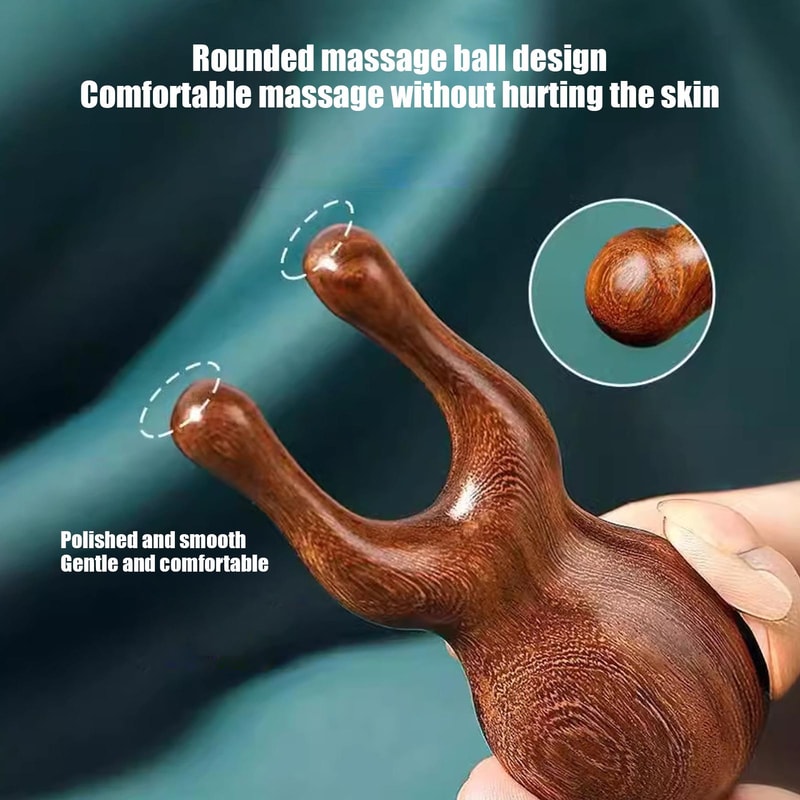 Sandalwood Deer Antlers Scalp Massager Comb Gua Sha Comb For Facial Massage Meridians Dredging Hair 3