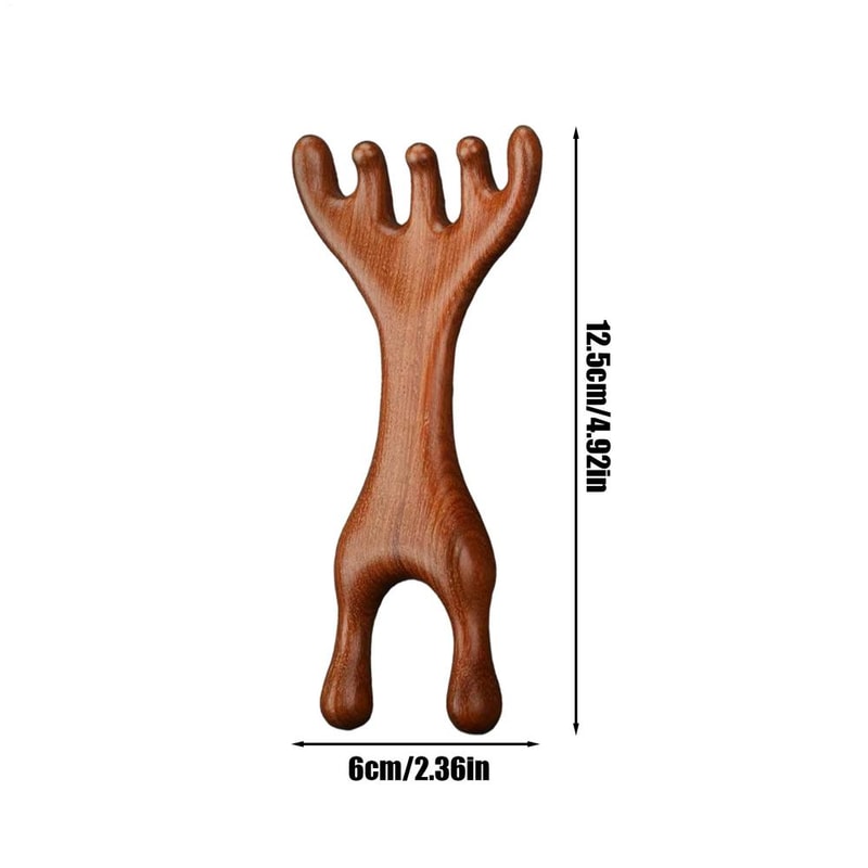 Sandalwood Deer Antlers Scalp Massager Comb Gua Sha Comb For Facial Massage Meridians Dredging Hair 5
