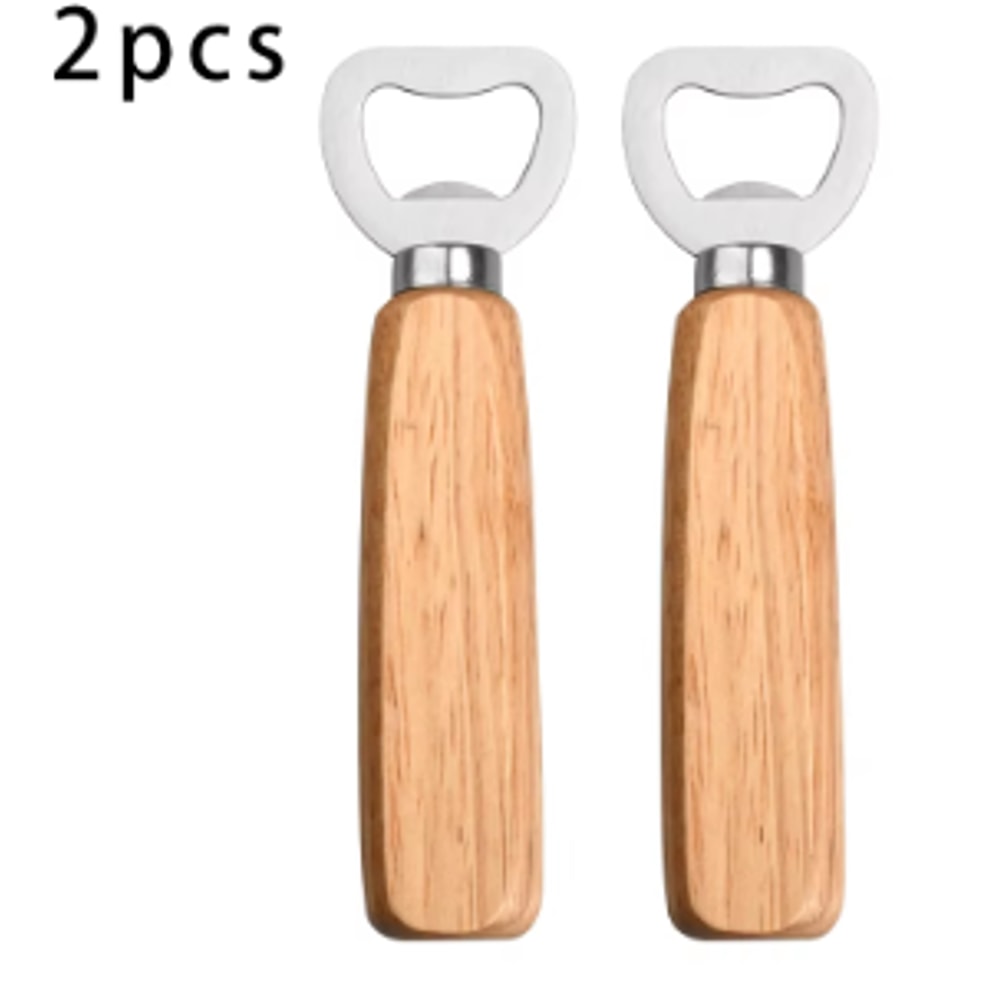 Wooden Handle Beer Bottle Opener Stainless Steel Commercial Bottle Opener 6