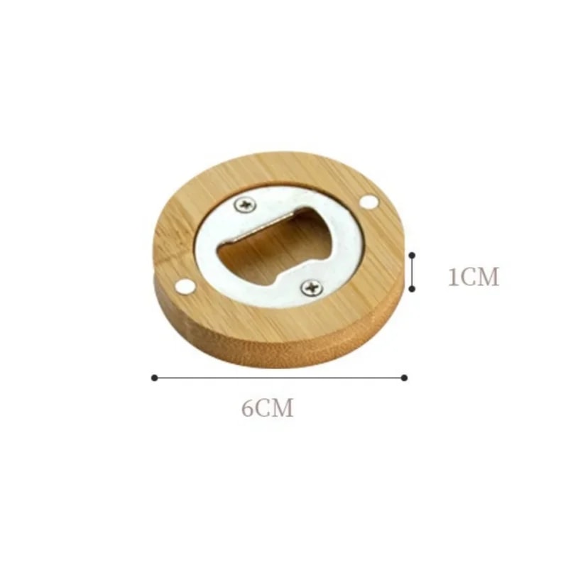 Portable Beer Bottle Opener Round Bamboo Fridge Magnet For Wedding Home Bar Party Gadgets 3