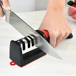 super bowl prep knife sharpener tool for slicing meats and vegetables, edge maintenance