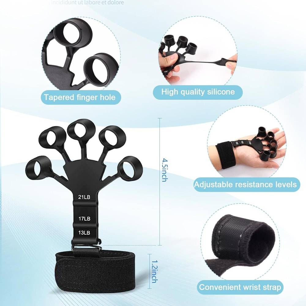 Adjustable Hand Gripper Grip Trainer Kit Finger Hand Exercisers Stress Ball Forearm Ring For Injury 3