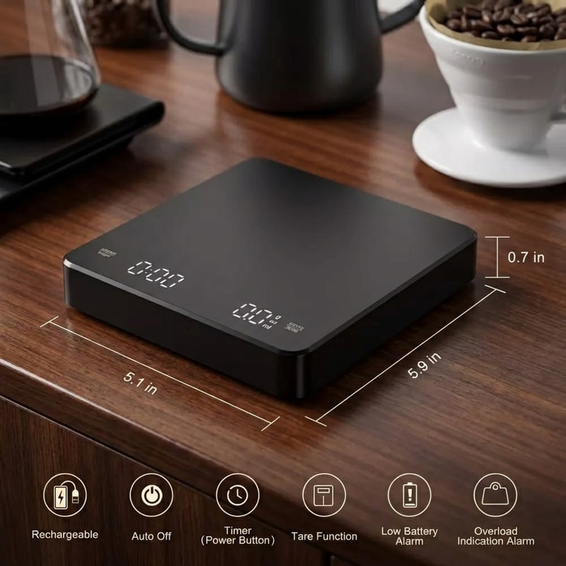 Rechargeable USB Coffee Scale With High Accuracy LED Timer For Kitchen Espresso Brewing And Measuri 5