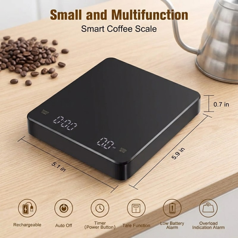 Rechargeable USB Coffee Scale With High Accuracy LED Timer For Kitchen Espresso Brewing And Measuri 4