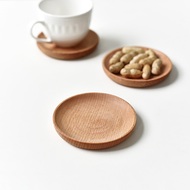 Wooden Eating Plate for Food, Fruit, Unfinished Round Beech Wood Serving Platter, Dinnerware