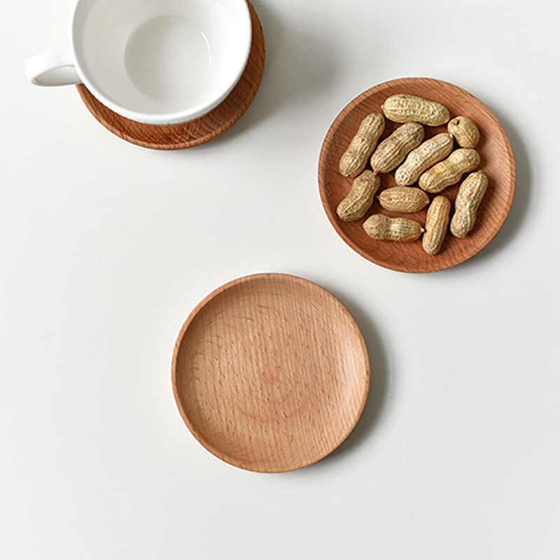 Wooden Eating Plate for Food, Fruit, Unfinished Round Beech Wood Serving Platter, Dinnerware