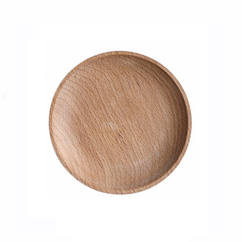 Wooden Eating Plate for Food, Fruit, Unfinished Round Beech Wood Serving Platter, Dinnerware