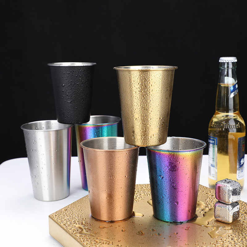 Metal Drink Cup Stainless Steel Tea Mug Coffee Tumbler Beer Mug For Bar Kitchen Office 2