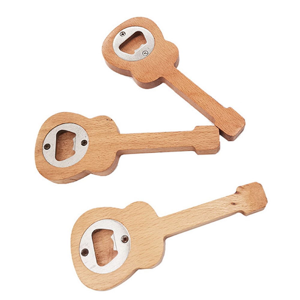 Engraving Beech Wood Guitar Bottle Opener, Wedding Gift Beer Opener, Beer Gift