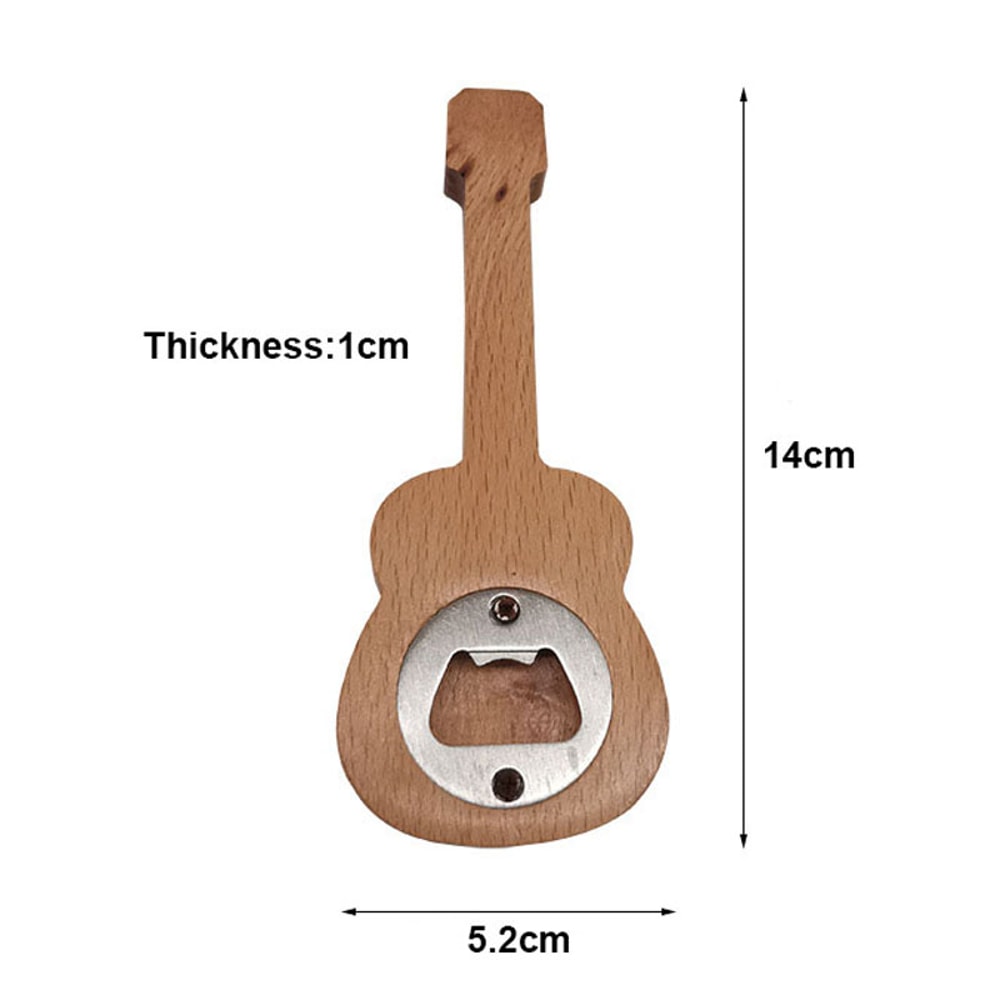 Engraving Beech Wood Guitar Bottle Opener, Wedding Gift Beer Opener, Beer Gift